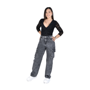 jean cargo 2 bolsillos gris