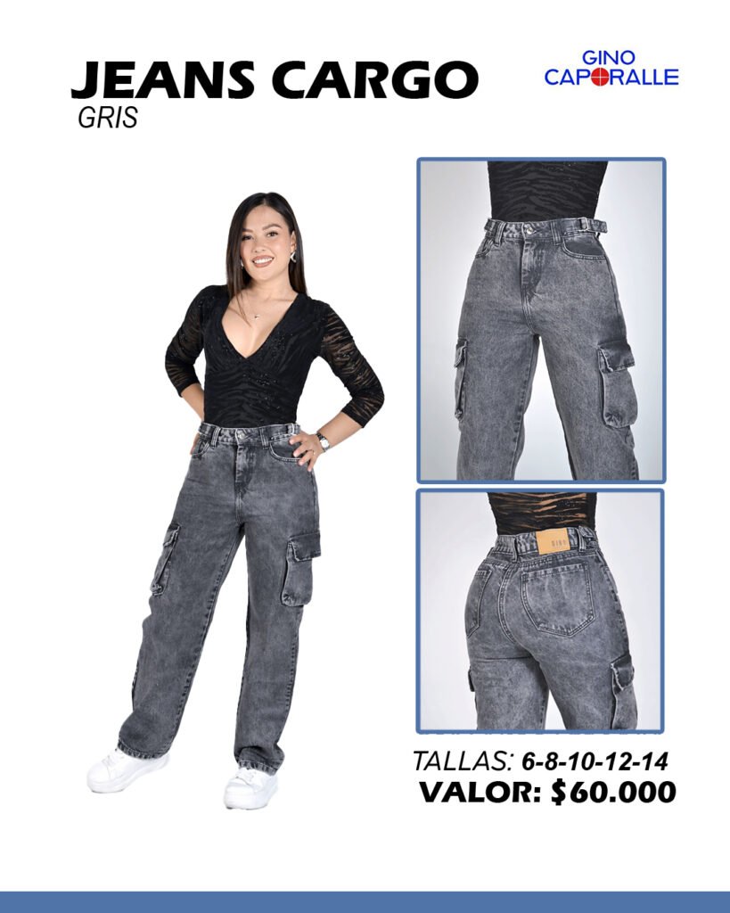 jean cargo gris