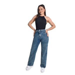 COLECCION 2026 jean wide leg bota recta azul medio