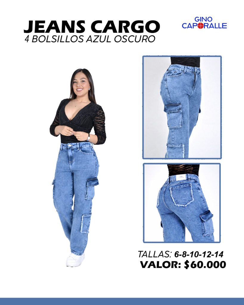 jeans cargo 4 bolsillos azul oscuro
