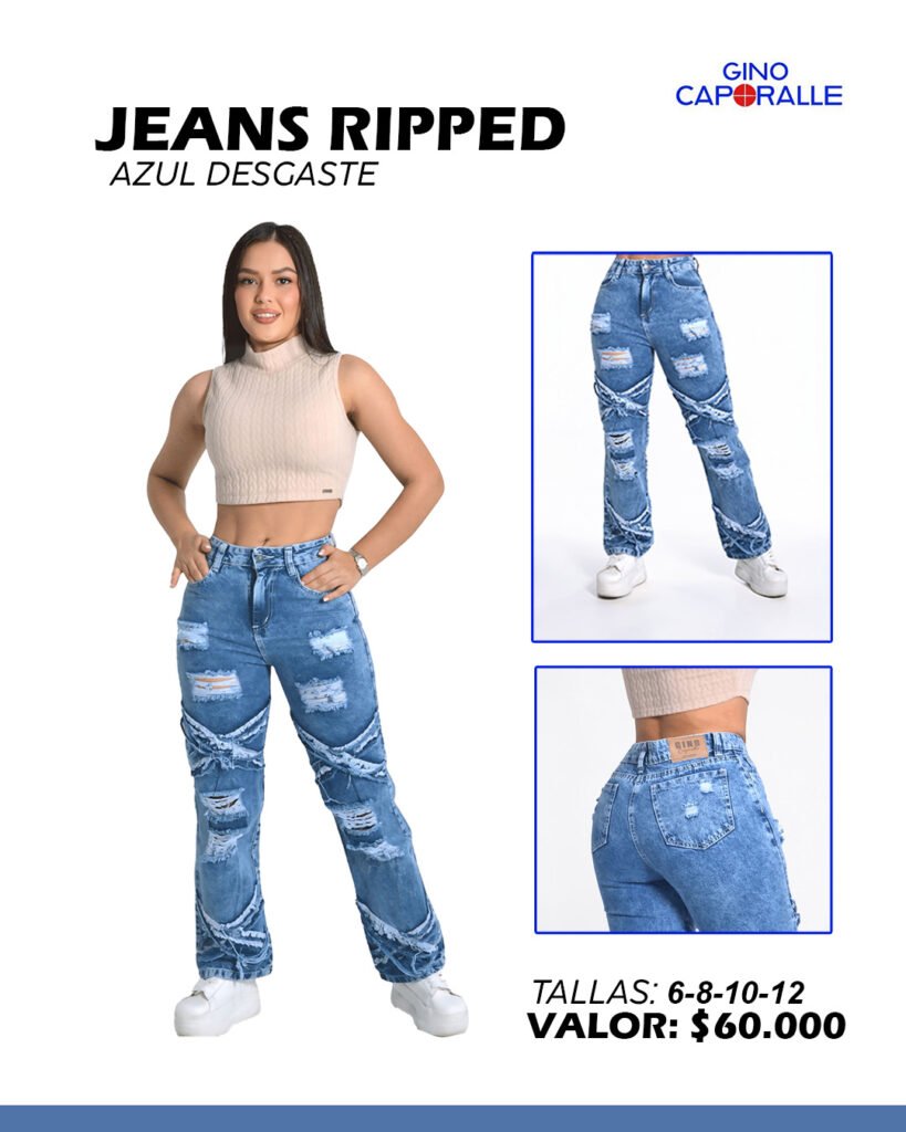 jeans ripped azul desgaste